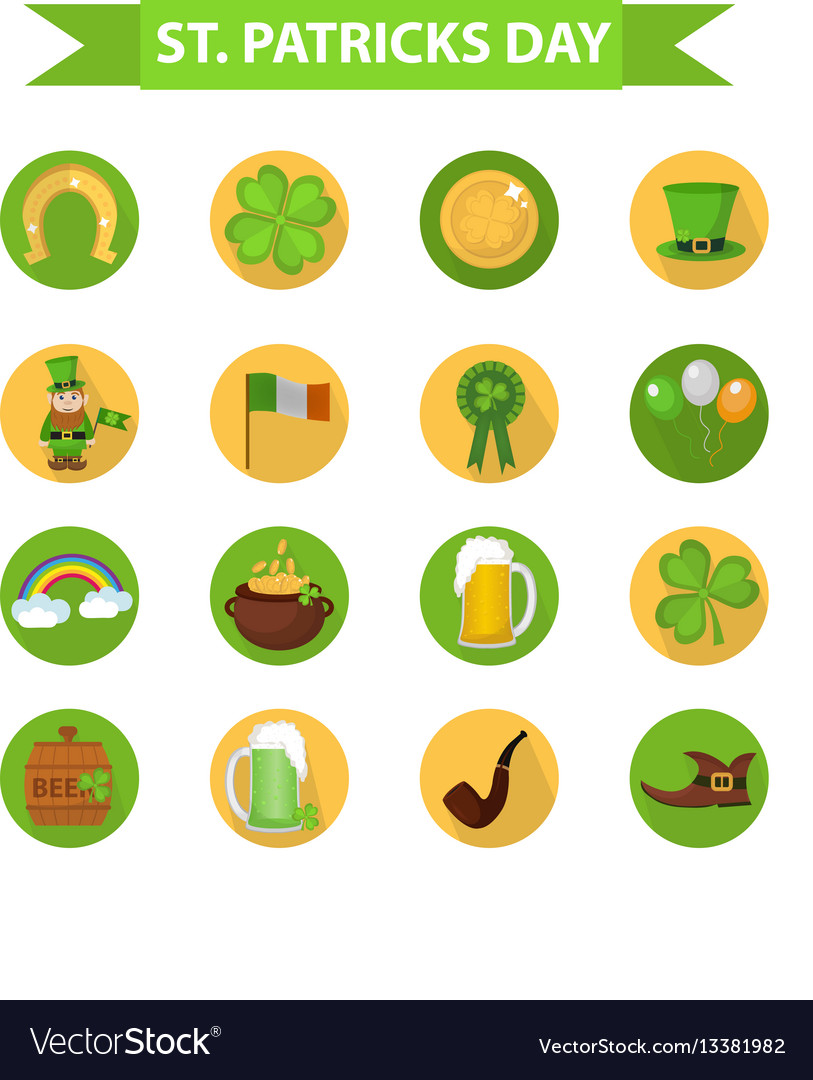 St patricks day icon set design element Royalty Free Vector