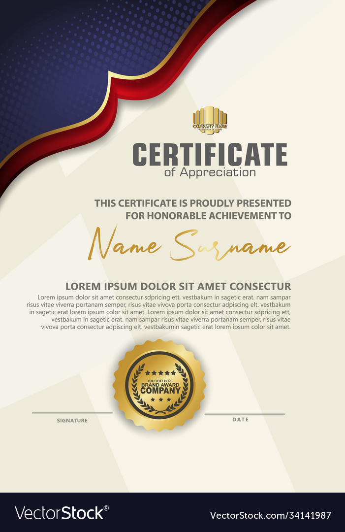 Certificate template with luxury and elegant Vector Image