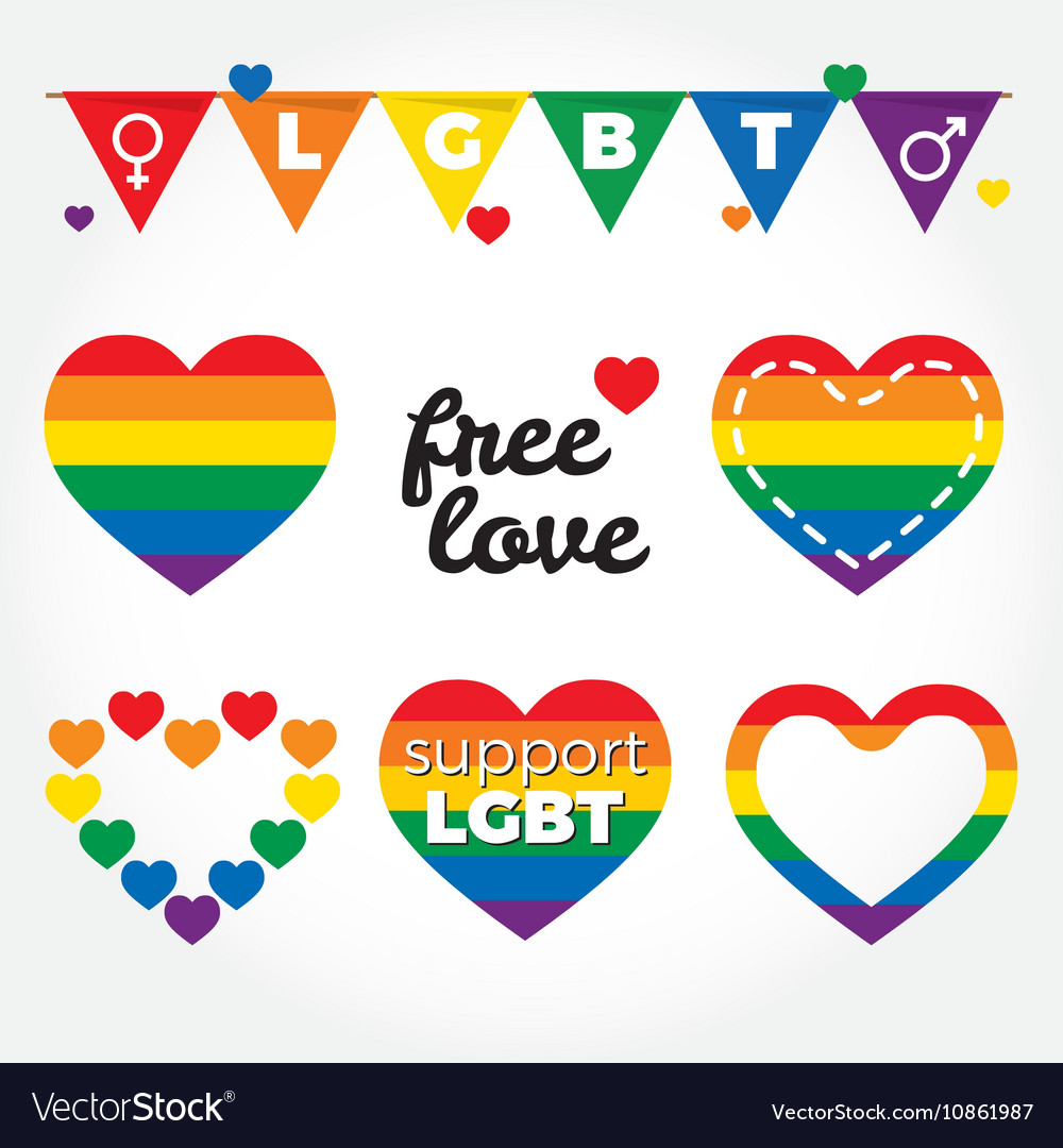 Lgbt support fight for gay rights hearts graphic Vector Image