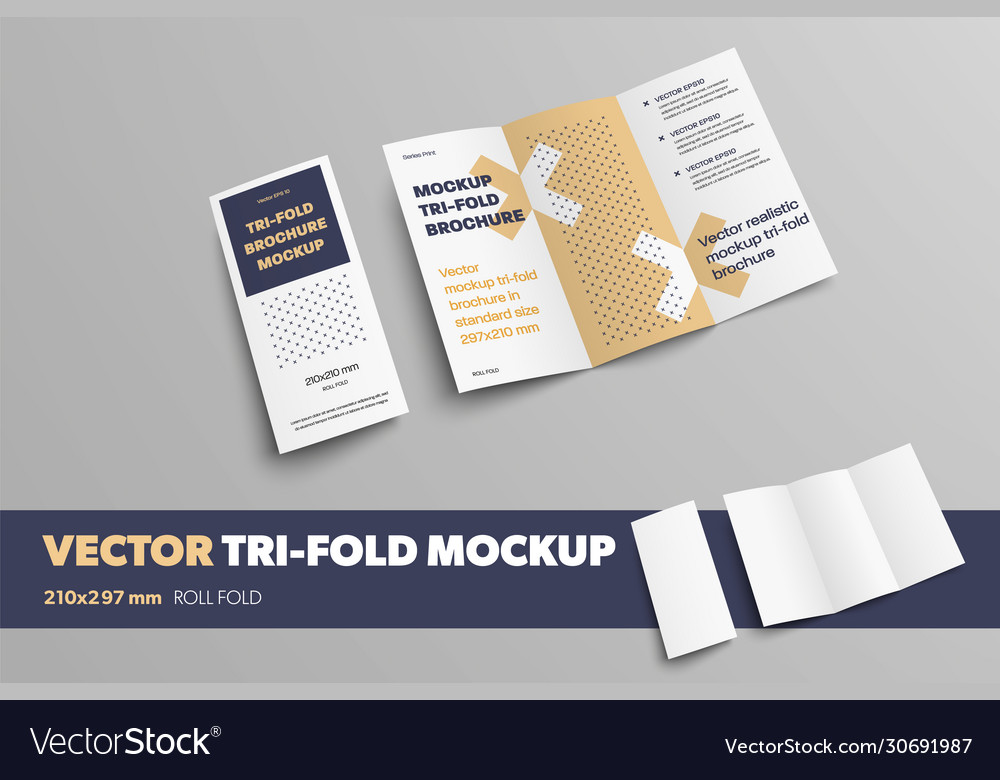 Mockup realistic tri-fold for design Royalty Free Vector