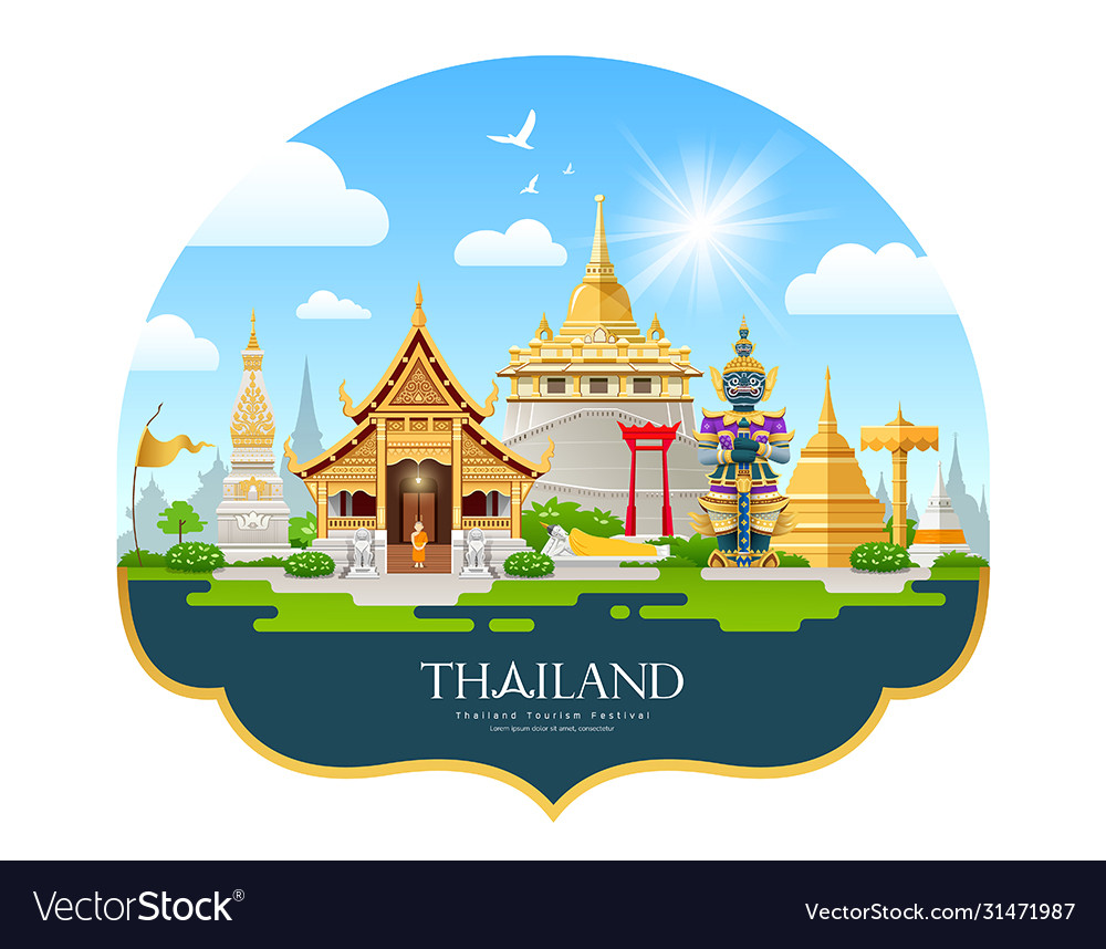 Welcom To Travel Thailand Building Landmark Vector Image