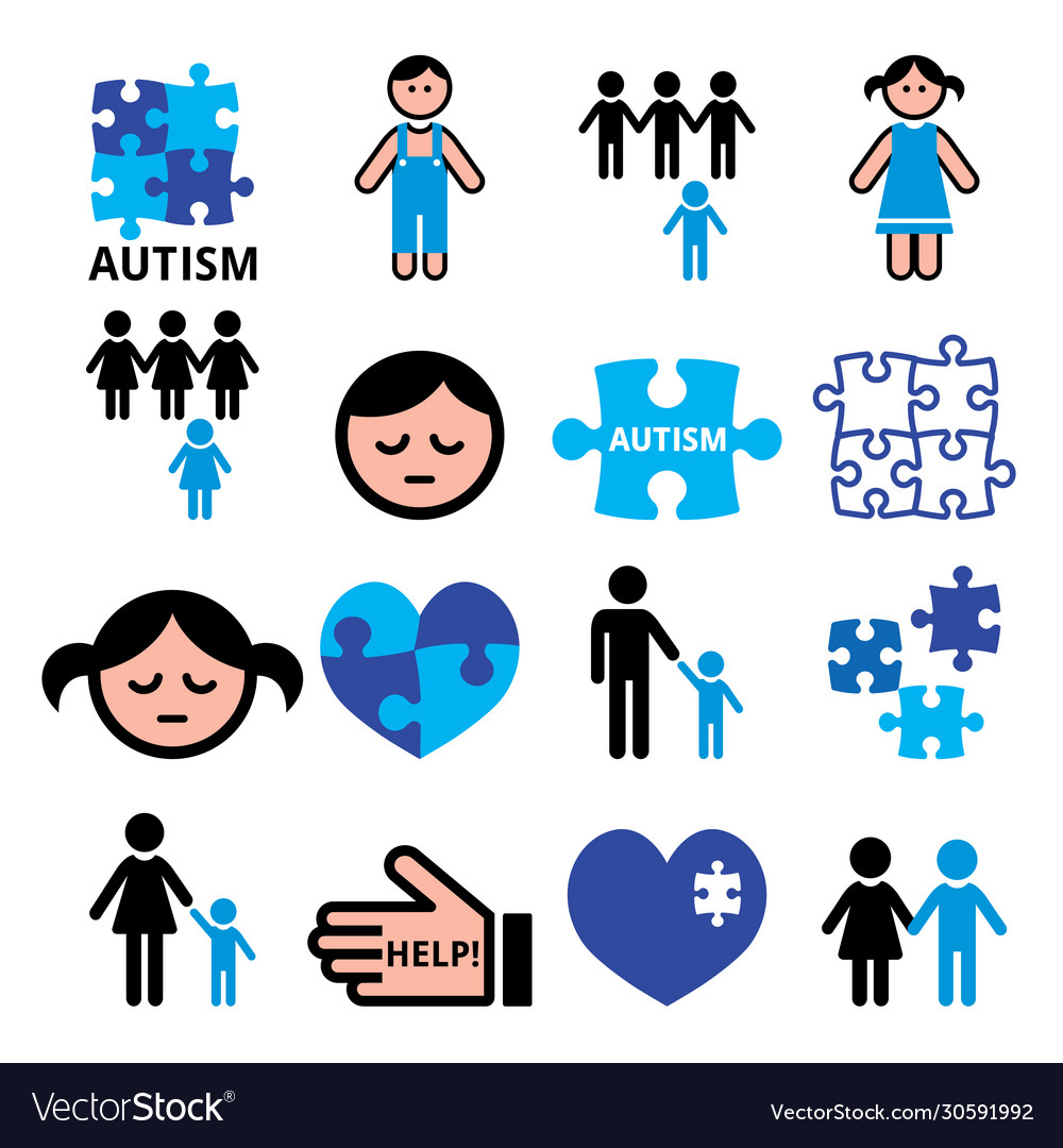 Autism awareness puzzles autistic children Vector Image