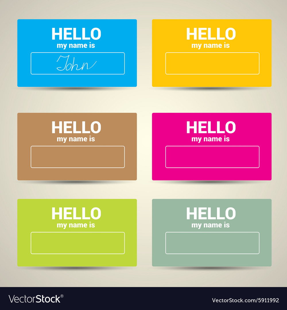 Hello my name is tag set Royalty Free Vector Image