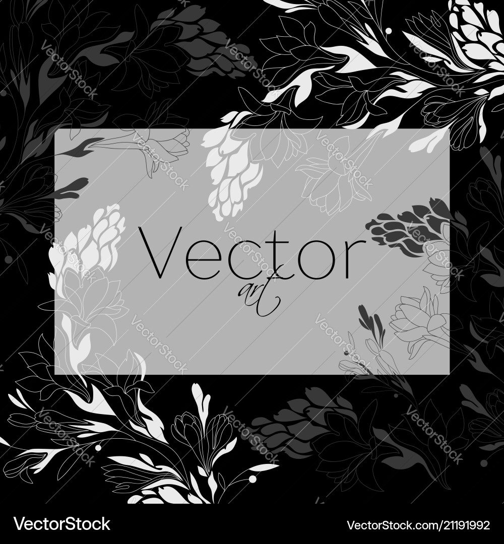 Template design floral art black and white Vector Image