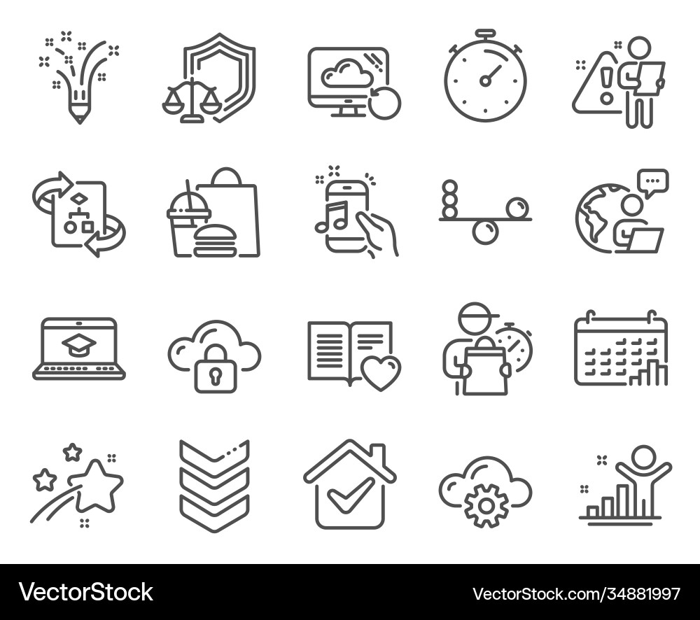 Education icons set included icon as timer Vector Image