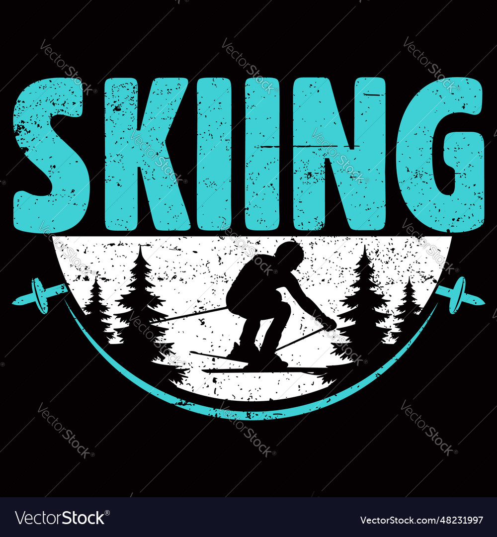 Skiing t-shirt design Royalty Free Vector Image