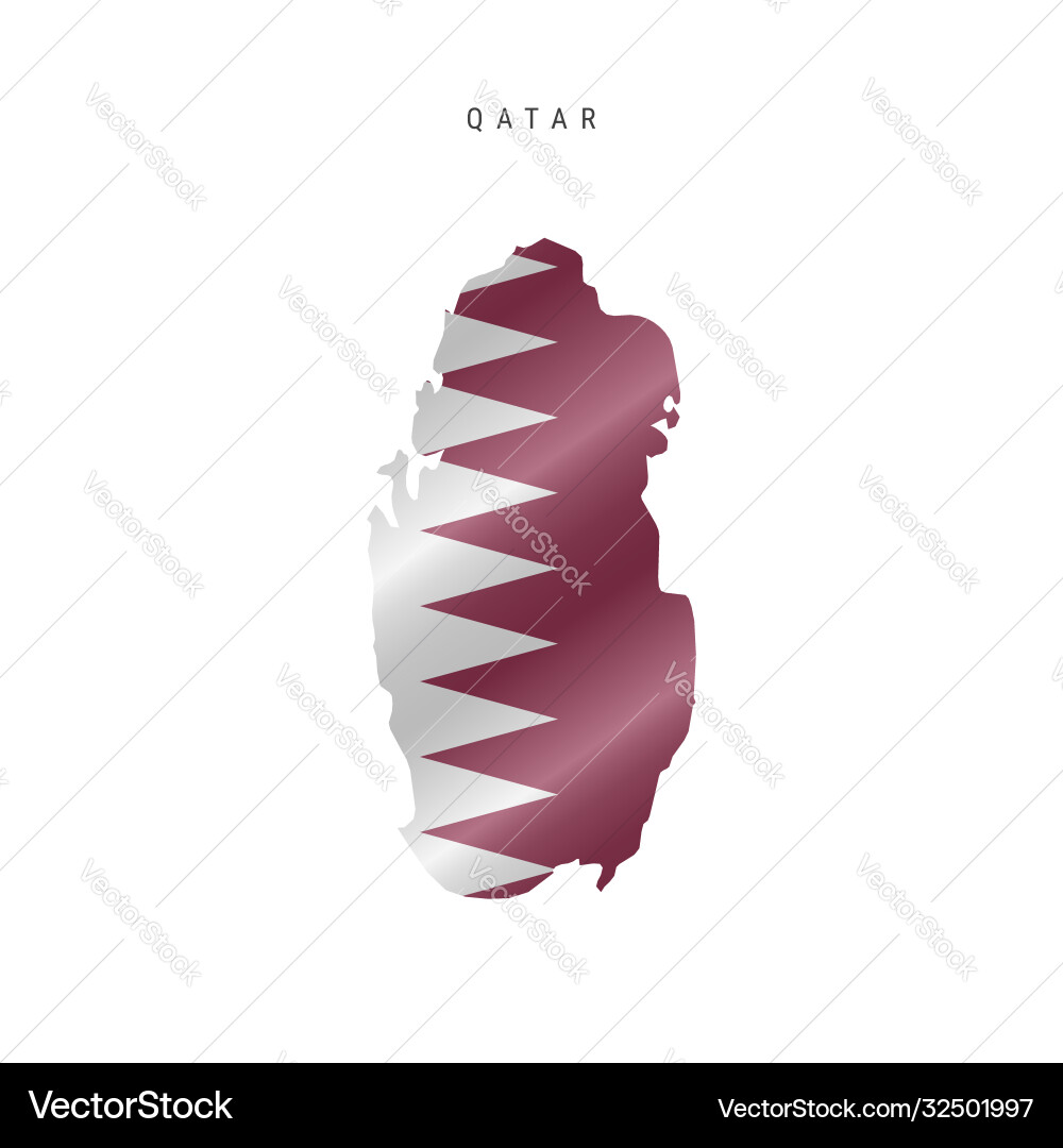 Waving flag map qatar Royalty Free Vector Image
