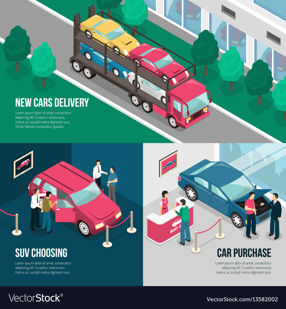 Car dealership leasing design concept set Vector Image