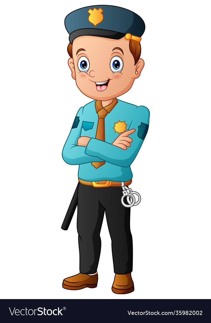 Cartoon smiling policeman Royalty Free Vector Image