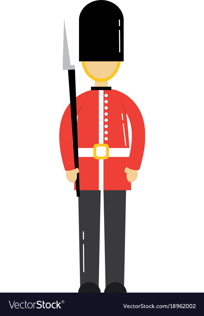 Cartoon soldier a queen guard royal in Royalty Free Vector