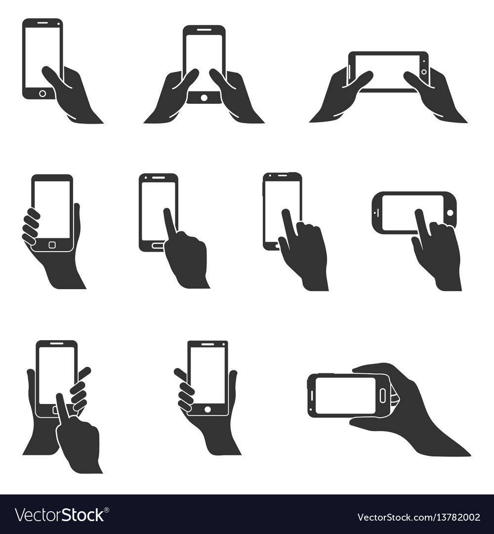 Smartphone in hand icons Royalty Free Vector Image