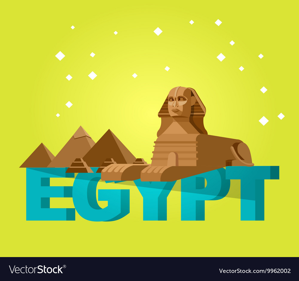 Sphinx and pyramids background travel Royalty Free Vector