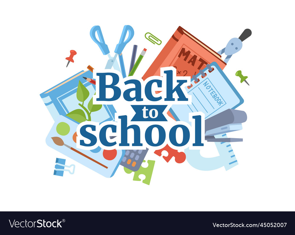 Banner About Back To School Flat Style Royalty Free Vector