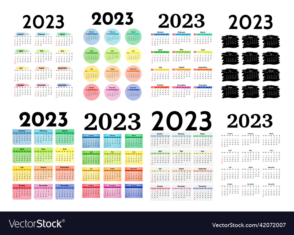 Calendar for 2023 isolated on a white background Vector Image