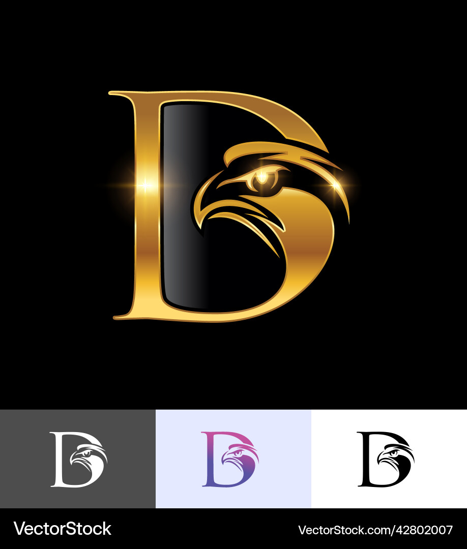 Golden eagle monogram initial letter d Royalty Free Vector