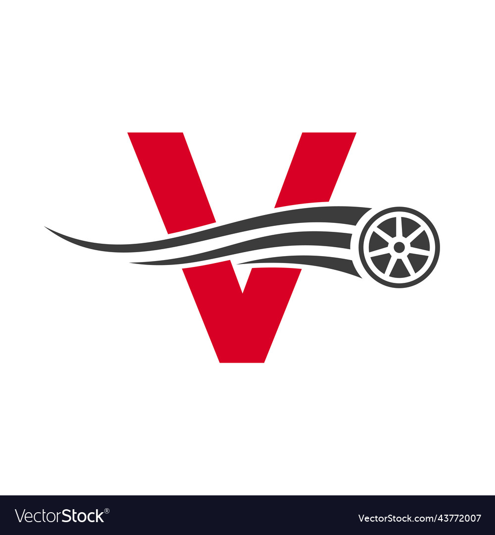 Sport car letter v automotive car repair logo Vector Image