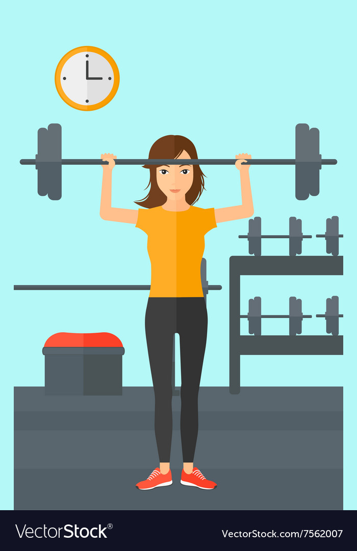 Woman lifting barbell Royalty Free Vector Image