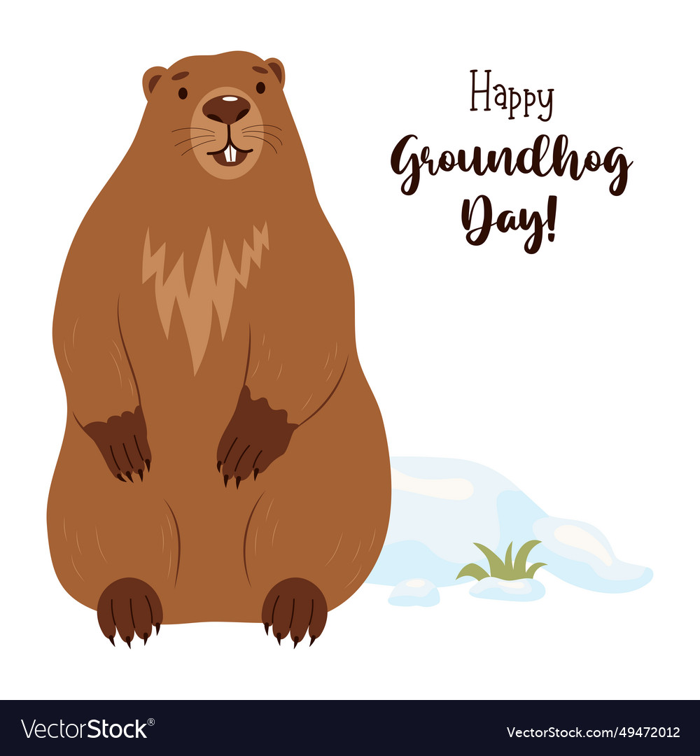 Animal marmot holiday card happy groundhog day Vector Image