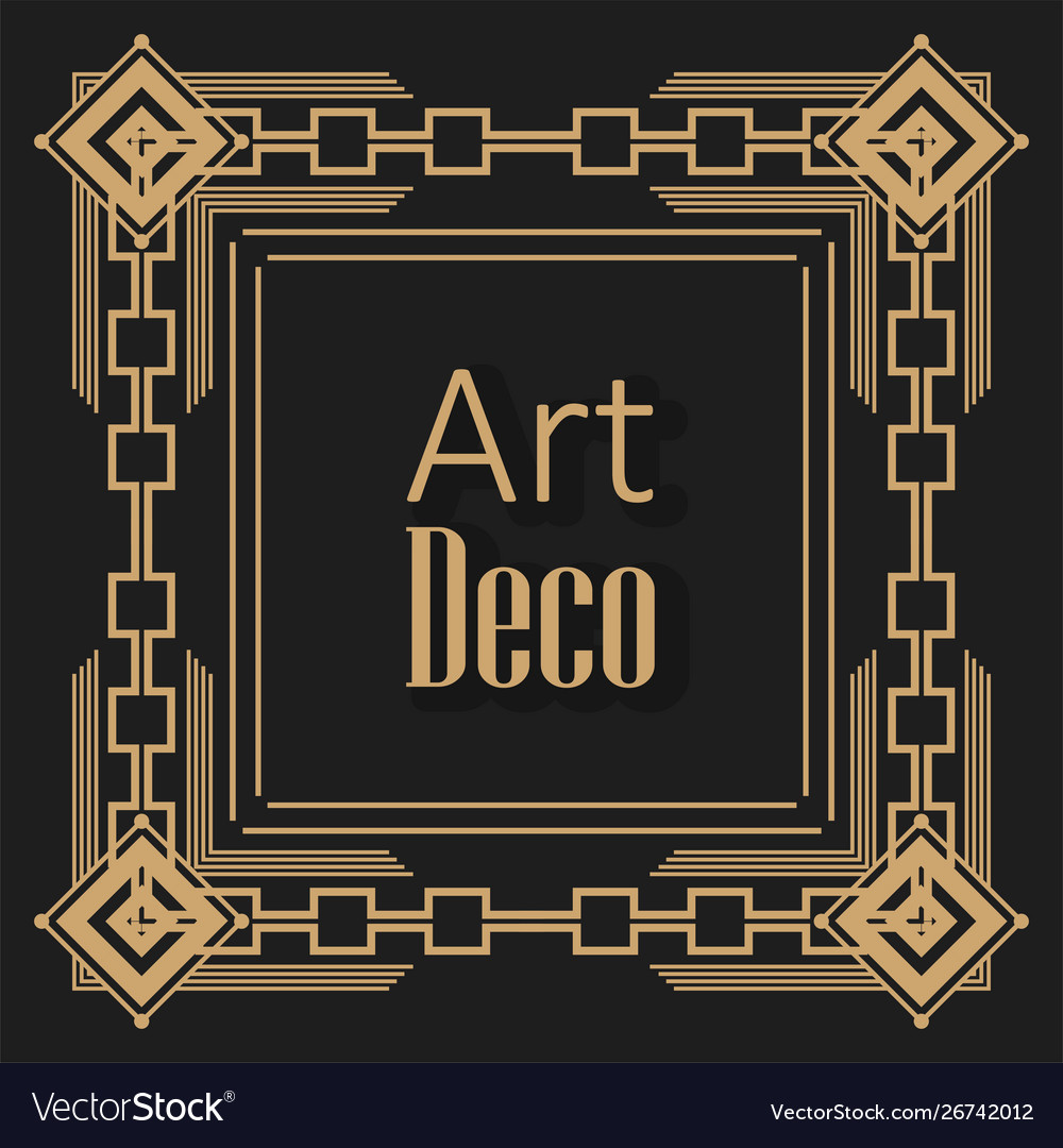 Black background art deco frames Royalty Free Vector Image
