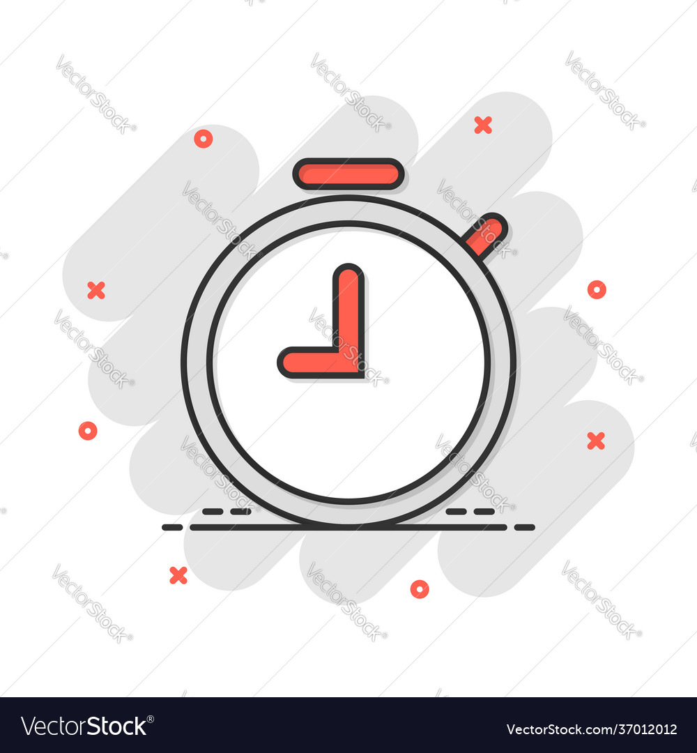 Cartoon clock timer icon in comic style time Vector Image Cartoon clock timer icon in comic style time Vector Image