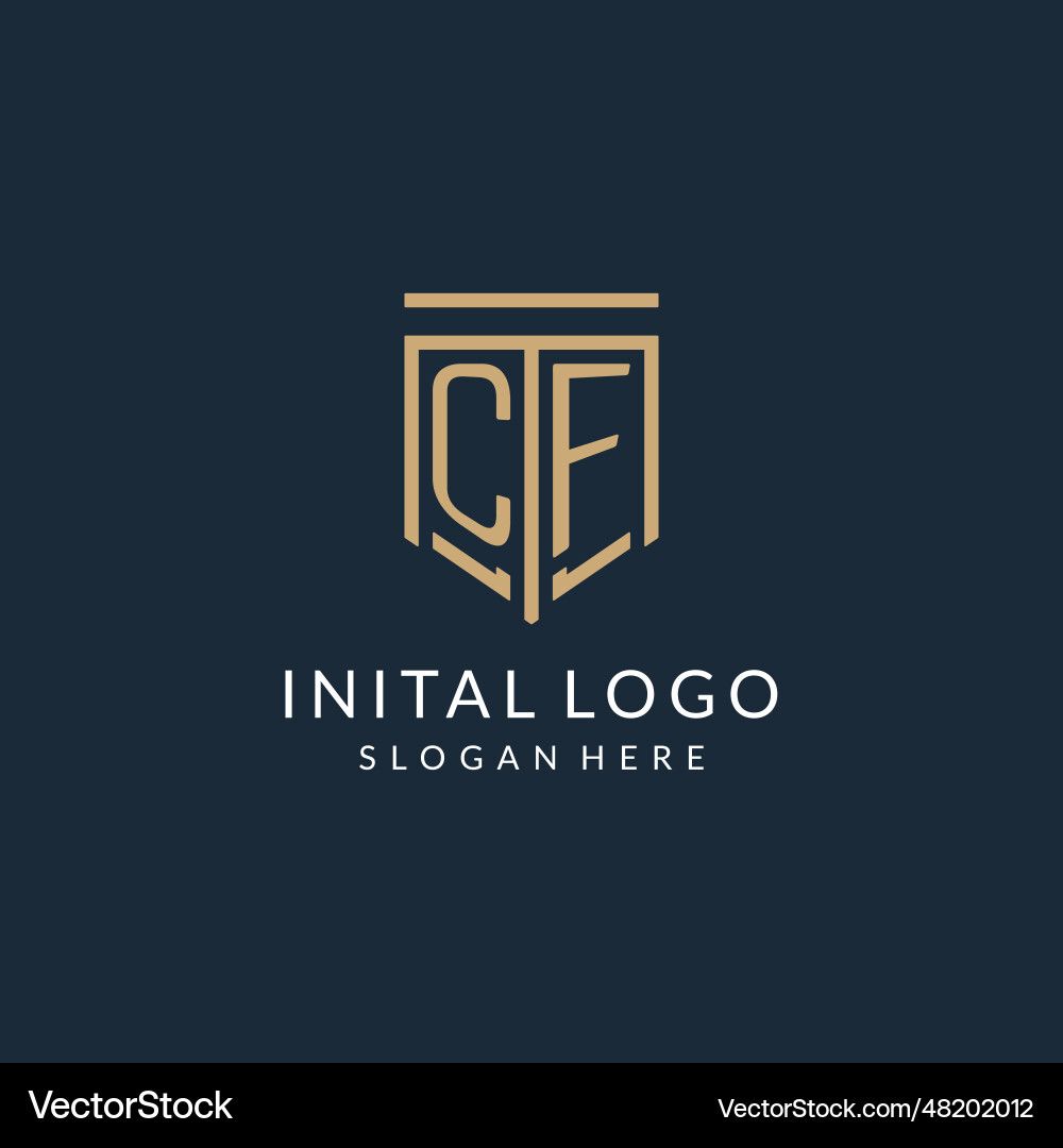 Initial cf shield logo monoline style modern and Vector Image