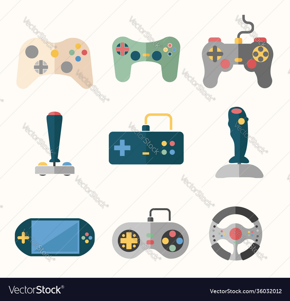 Joystick flat icons Royalty Free Vector Image - VectorStock