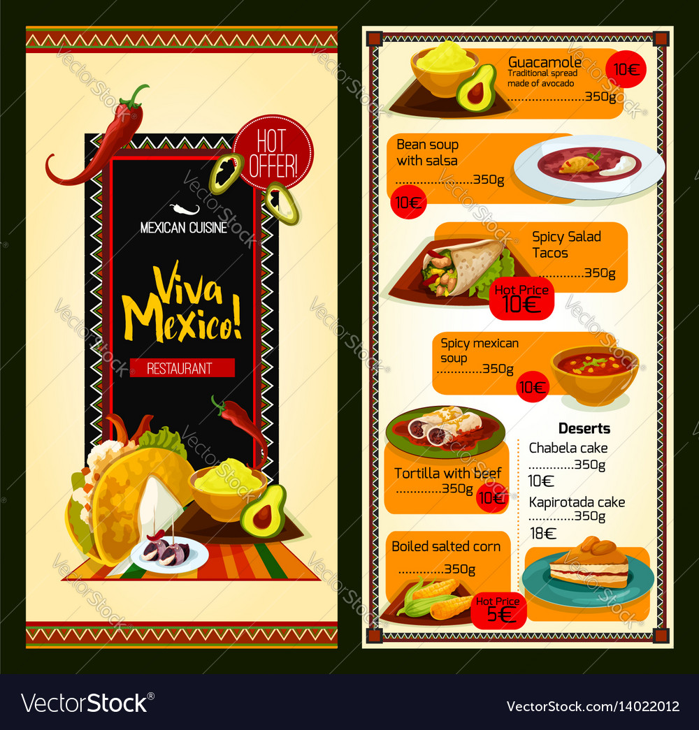 mexican entrees menu