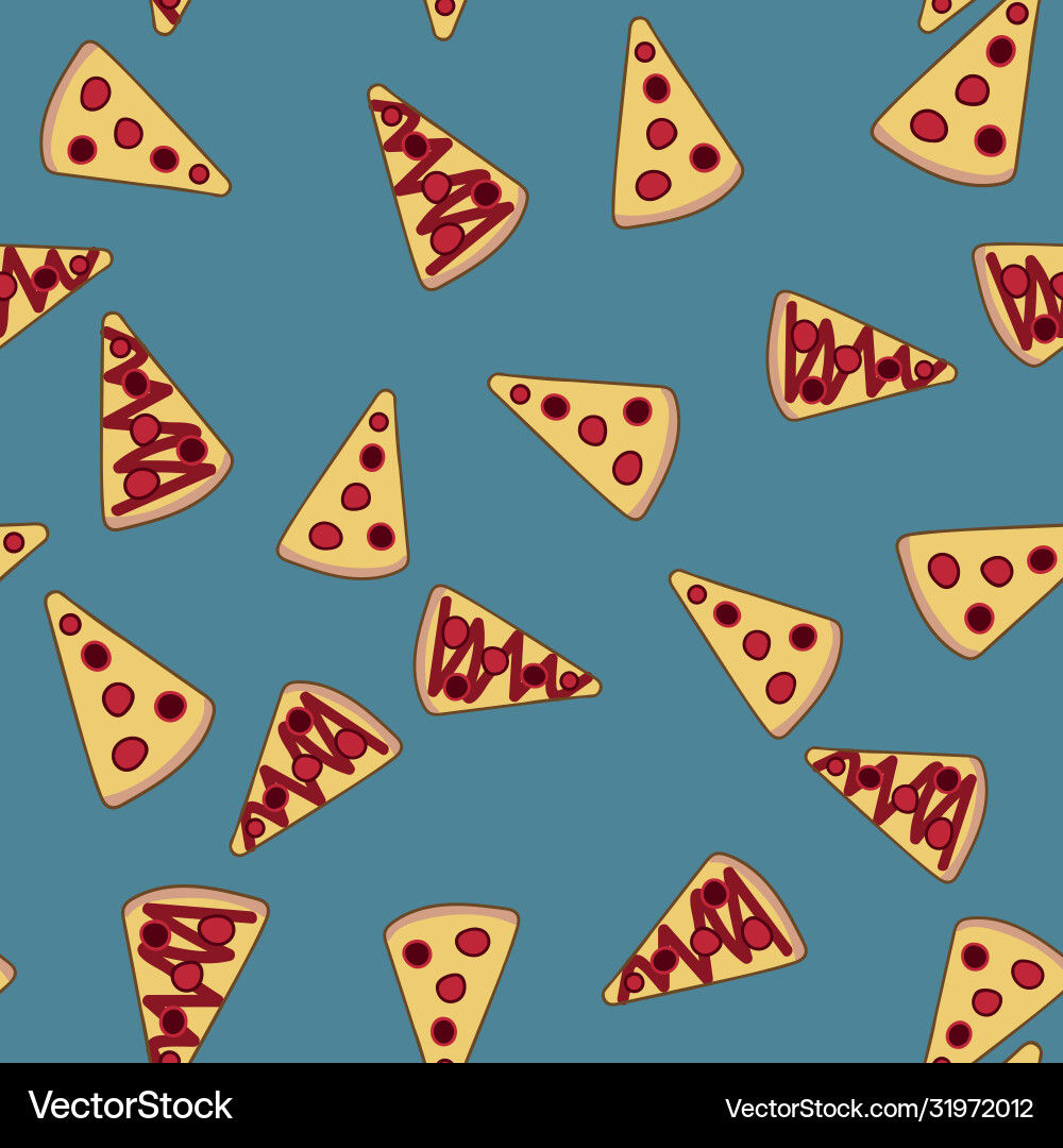 Pizza servings doodle seamless pattern Royalty Free Vector