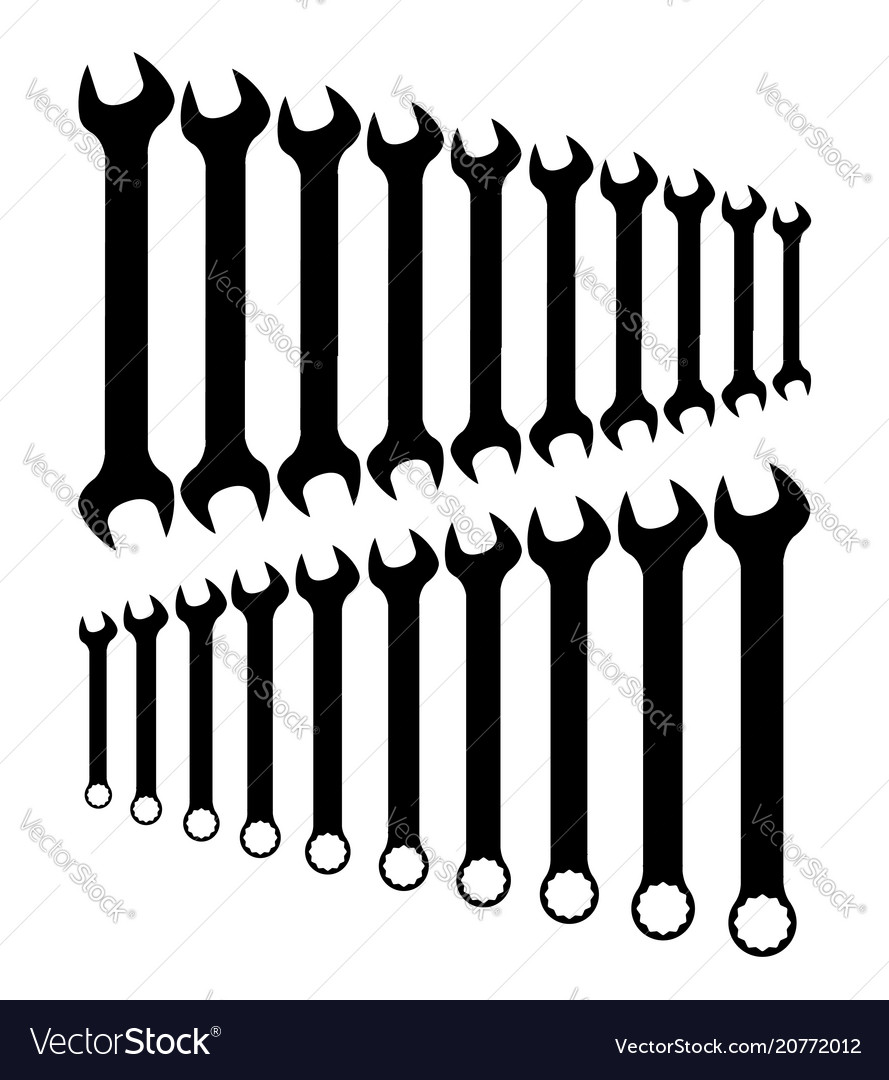 Silhouettte spanner sets Royalty Free Vector Image