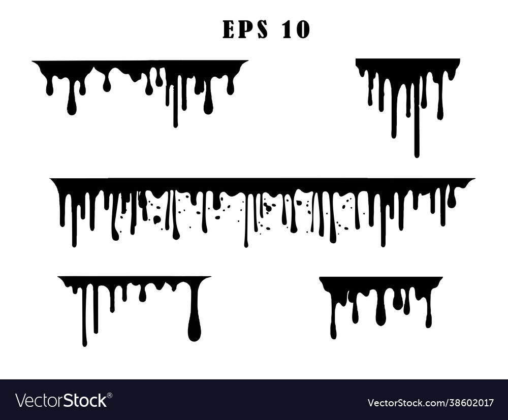 Black dripping paint melting drip background Vector Image