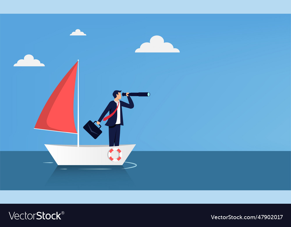 Businessman standing with telescope Royalty Free Vector