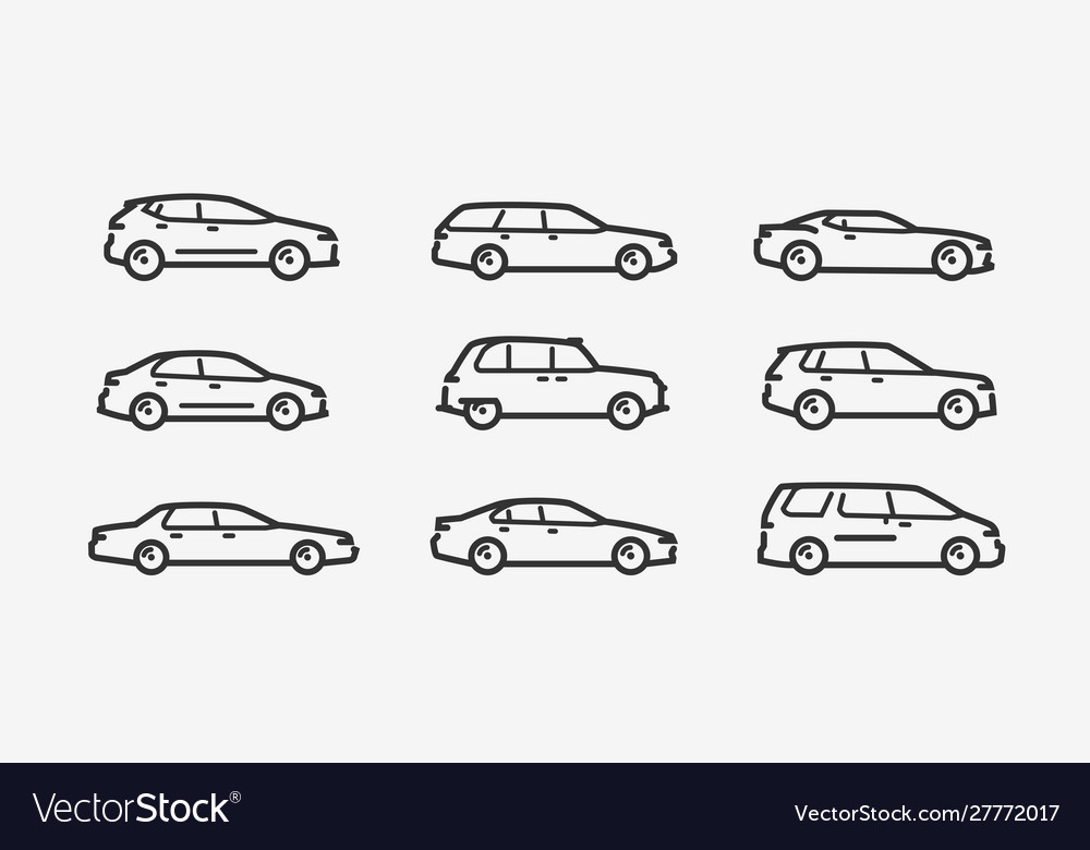 Cars icon set transport transportation symbol in Vector Image