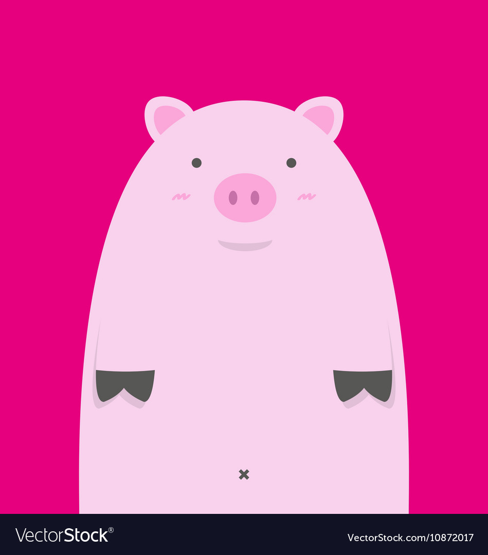 Cute fat pink pig Royalty Free Vector Image - VectorStock