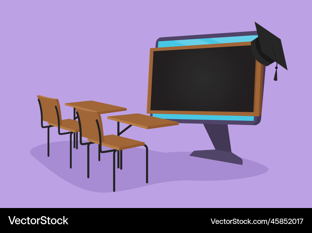 Graphic flat design drawing empty study chairs Vector Image