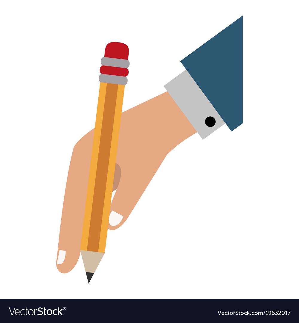 Hand with wooden pencil Royalty Free Vector Image