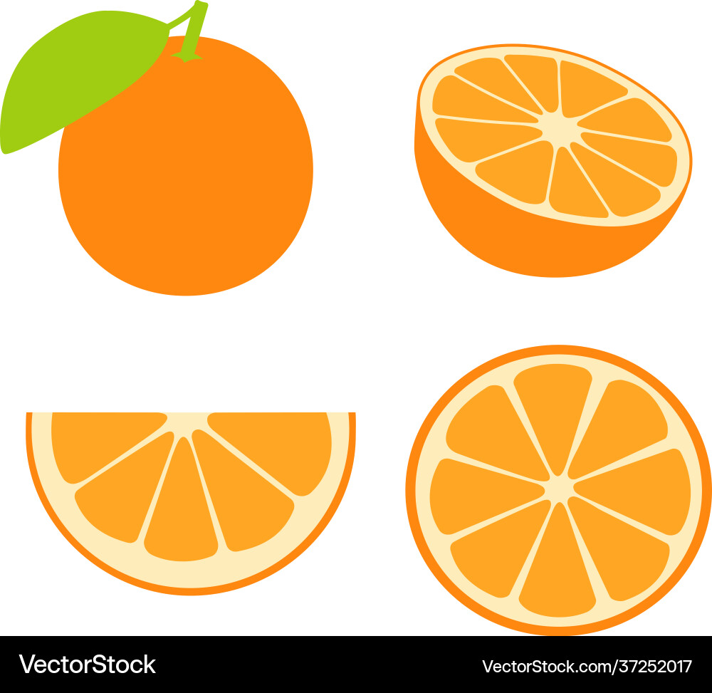 Orange fruit with leaf Royalty Free Vector Image