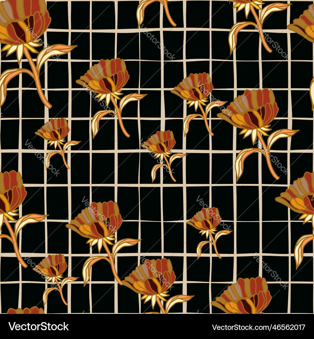 Seamless pattern with hand drawn flowers Vector Image