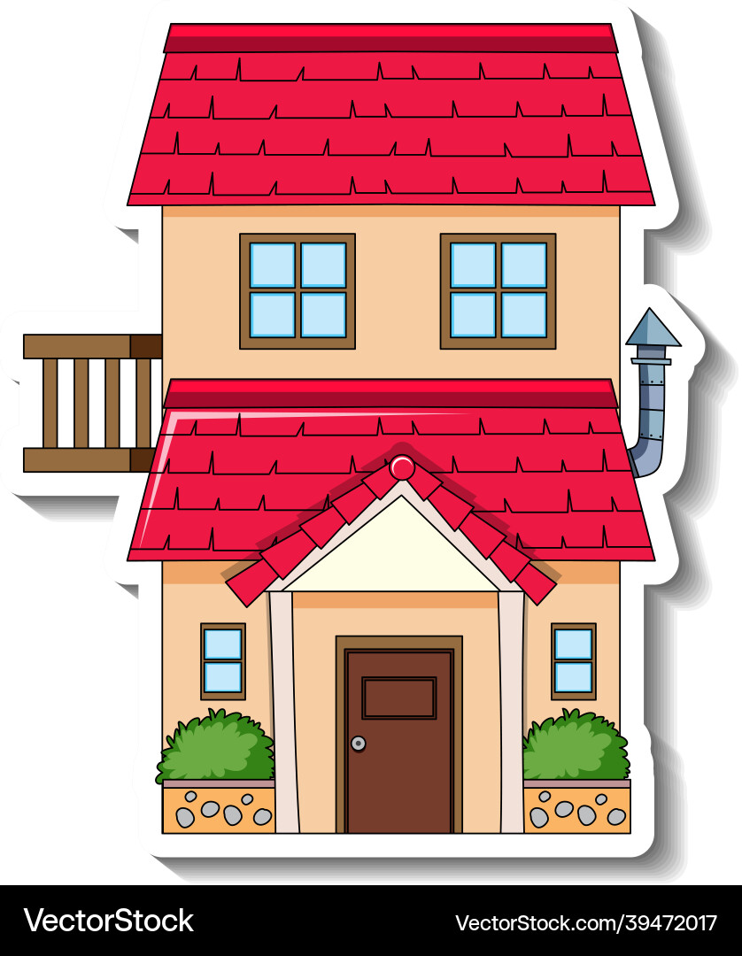 Sticker template with a single house isolated Vector Image