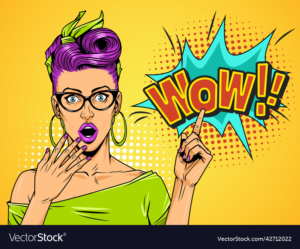 Comic wonder beautiful girl Royalty Free Vector Image