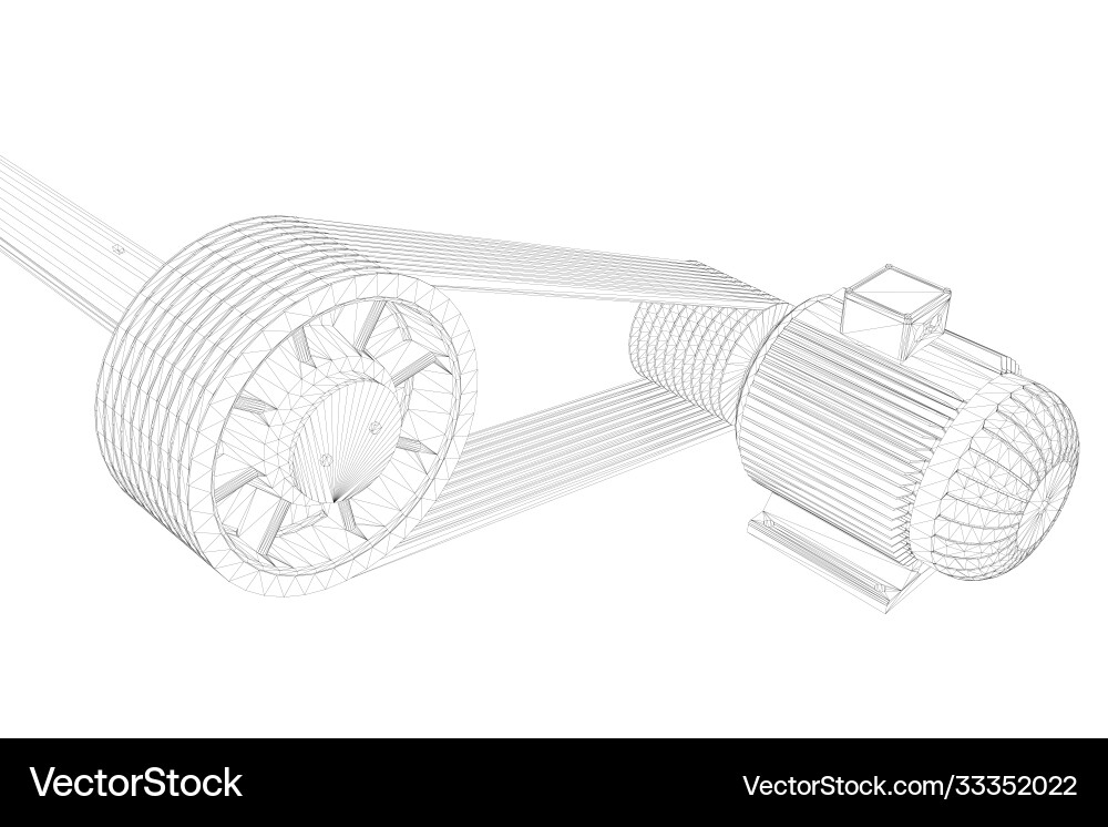 Engine frame with belts the contour Royalty Free Vector