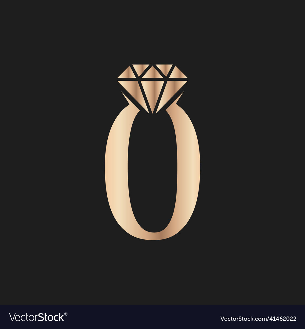 Golden number luxury 0 with diamond symbol Vector Image