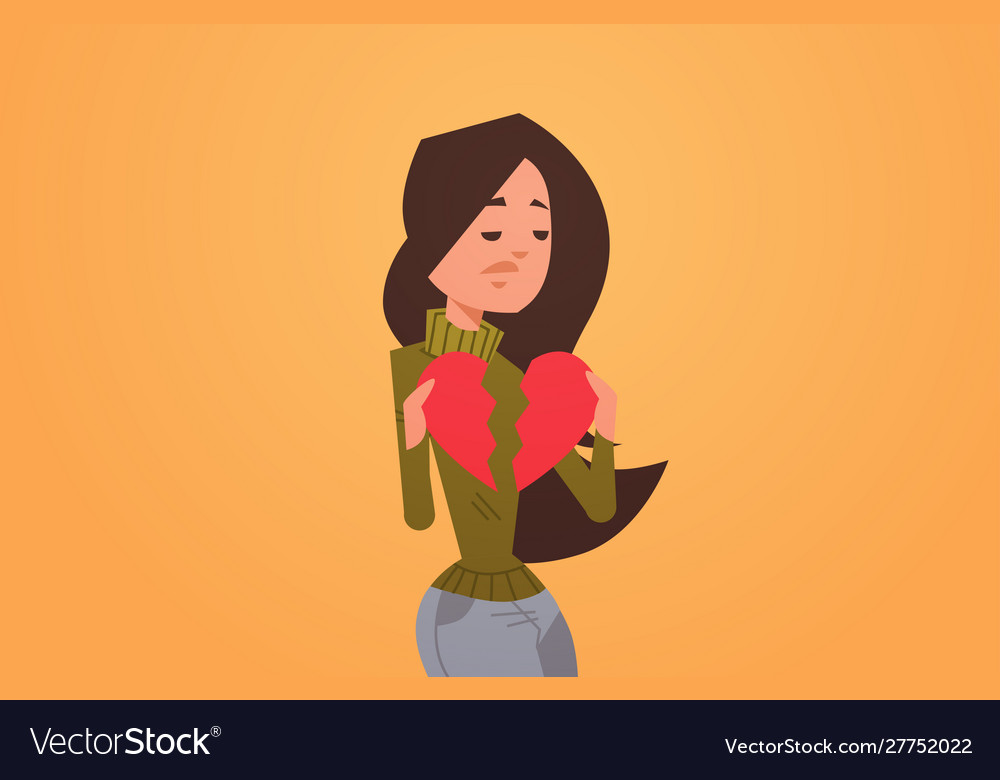 Heartbroken Woman In Depression Life Crisis Break Vector Image