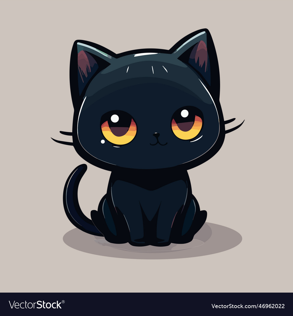 Kawaii anime black witchs magical kitten Vector Image