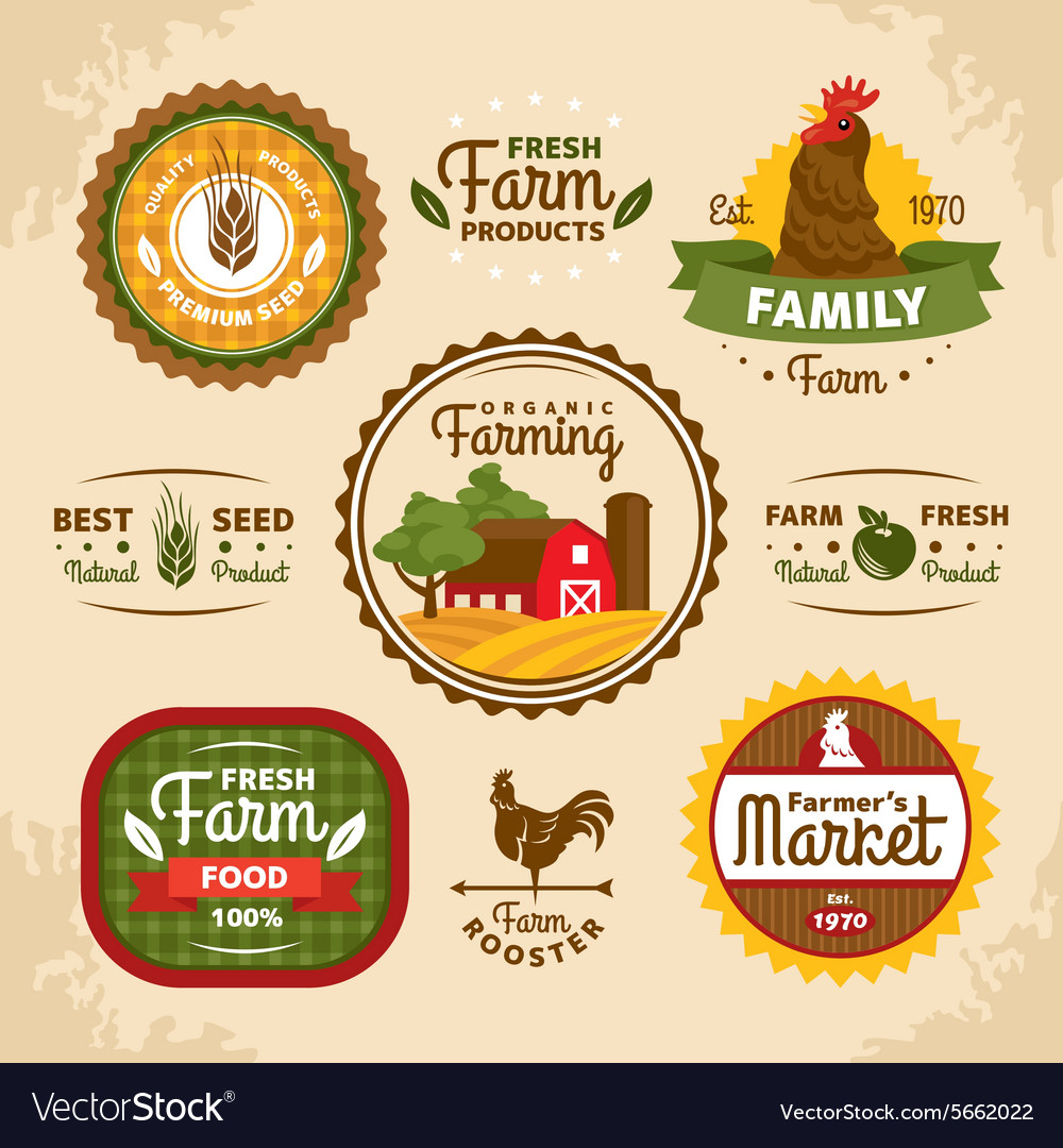 Vintage farm labels Royalty Free Vector Image - VectorStock