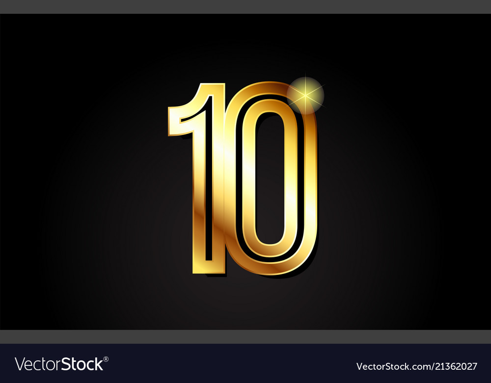 Gold number 10 ten logo icon design Royalty Free Vector