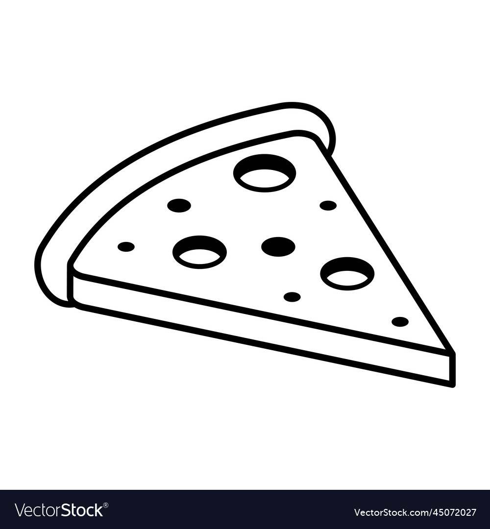 Pizza slice outline isometric icon Royalty Free Vector Image