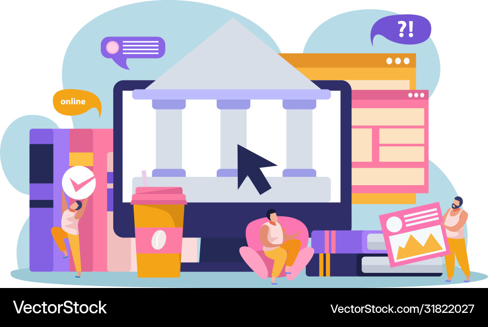 Remote education access composition Royalty Free Vector