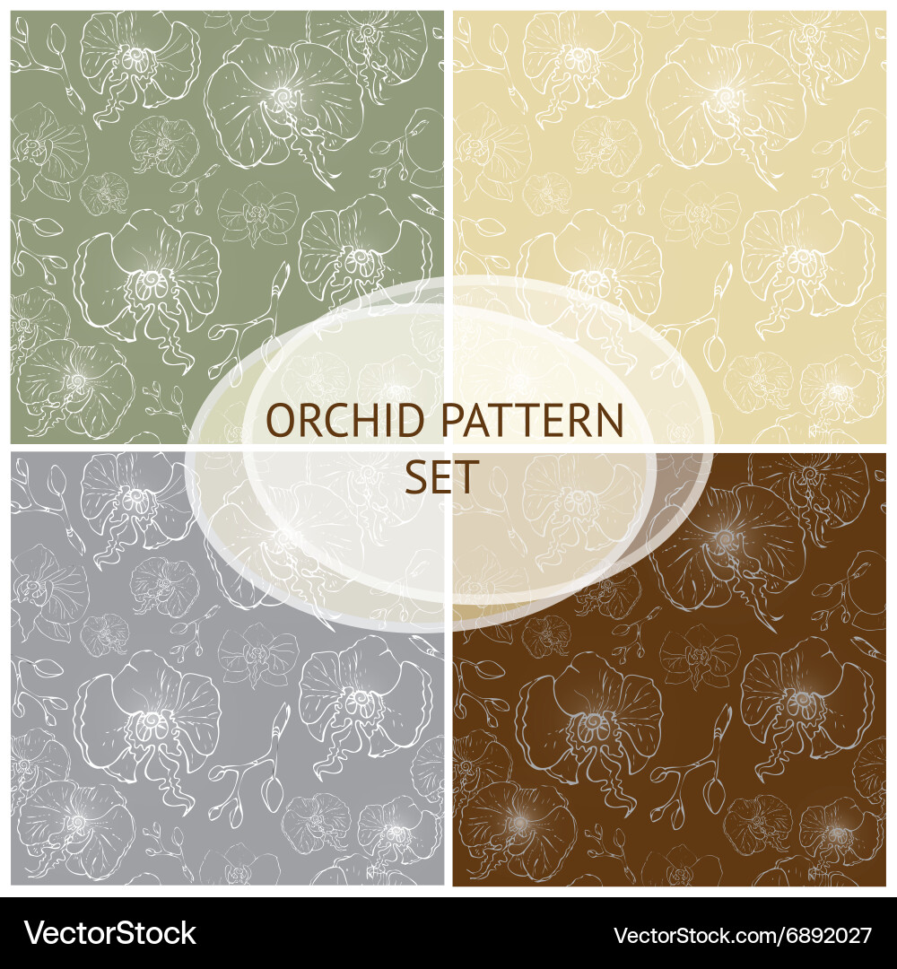 Seamless pattern orchid background set Royalty Free Vector