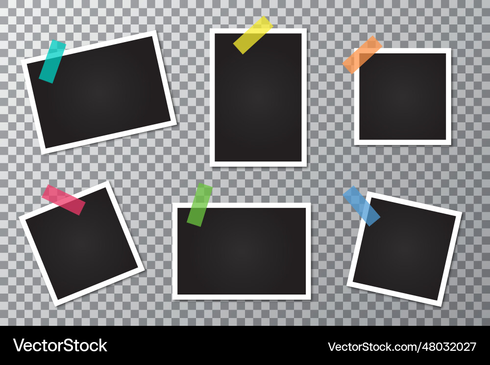 Set of photo frames on a transparent background Vector Image