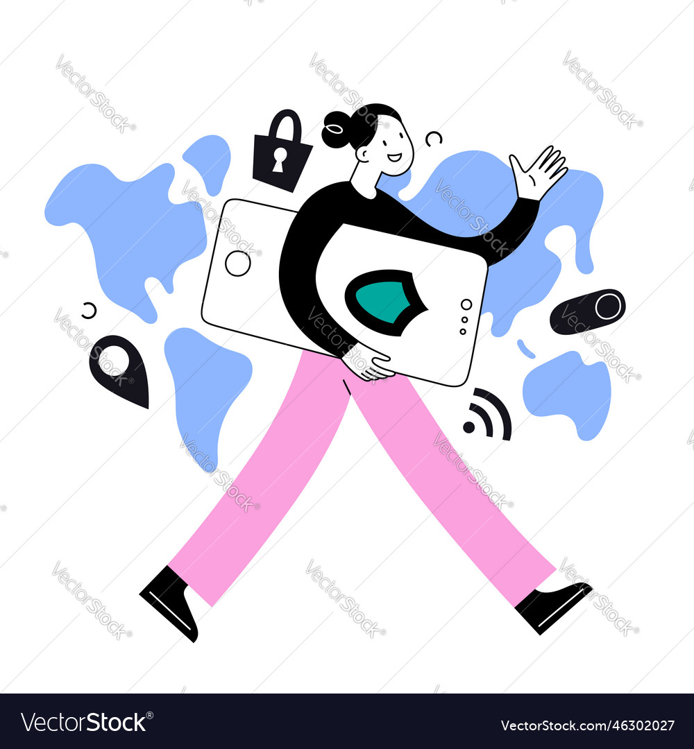 Woman using vpn application surfing Vector Image